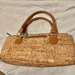 Wine Cork Style Handbag with Gold Accents, insulated interior
